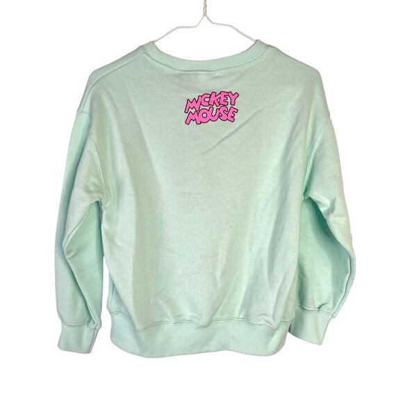 Zara x Disney Girl's 8-9 Mickey Mouse Surf Sweatshirt Green So Tired Of Surfing - Picture 3 of 14